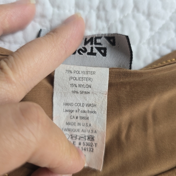 Vintage Costa Blanca Honey Brown Mustard Mesh Fishnet Panel Cap Sleeve Top - Picture 5 of 11